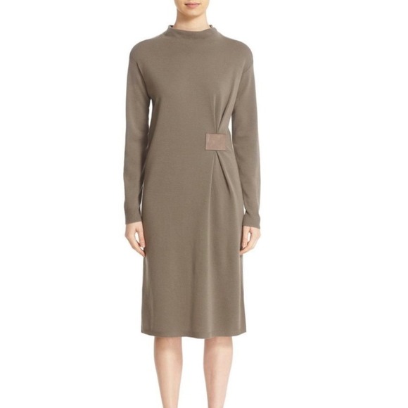 Lafayette 148 New York Dresses & Skirts - Lafayette 148 100% wool shift mock neck dress Size M brown long sleeves corpcore